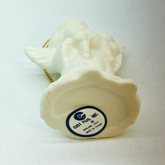 Vintage White Angel With Wings Holding Lamb Christmas Ornament Ceramic Taiwan - Picture 11 of 13